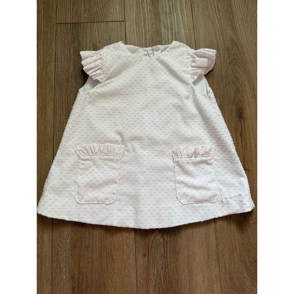 Custom Handmade Pink Swiss Dot Apron Dress 2T